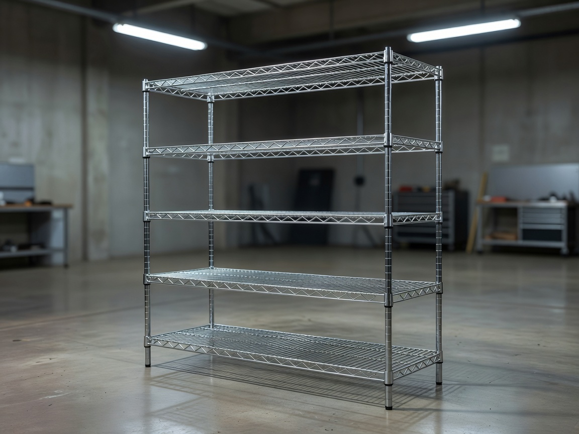 Chrome plated industrial wire shelving rack